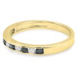 0.40 Carat (ctw) 10K Yellow Gold Round White & Blue Diamond Ladies Anniversary Wedding Stackable Ring Band