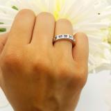 0.40 Carat (ctw) 10k White Gold Round White & Blue Diamond Ladies Anniversary Wedding Stackable Ring Band