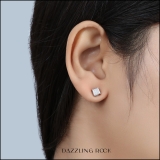 0.10 Carat (ctw) 10K White Gold Round Diamond Square Shape Mens Hip Hop Iced Stud Earrings 1/10 CT