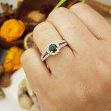 1.15 Carat (ctw) 14K White Gold Round Black and White Diamond Ladies Engagement Halo Style Bridal Ring