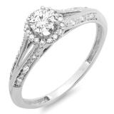 0.40 Carat (ctw) 14k White Gold Round Diamond Ladies Engagement Halo Style Split Shank Bridal Ring