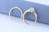 1.00 Carat (ctw) 14k Yellow Gold Princess & Round Diamond Ladies Ring Engagement Bridal Wedding Band Set 1 CT
