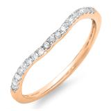 0.22 Carat (ctw) 10K Rose Gold Round Cut Diamond Ladies Anniversary Wedding Contour Stackable Band Guard Ring