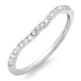 0.22 Carat (ctw) 10K White Gold Round Cut Diamond Ladies Anniversary Wedding Contour Stackable Band Guard Ring