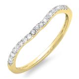 0.22 Carat (ctw) 10K Yellow Gold Round Cut Diamond Ladies Anniversary Wedding Contour Stackable Band Guard Ring
