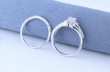1.00 Carat (ctw) 14k White Gold Princess & Round Diamond Ladies Ring Engagement Bridal Wedding Band Set 1 CT