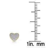 0.10 Carat (ctw) 18k Yellow Gold Plated Sterling Silver White Round Diamond Heart Shape Ladies Stud Earrings 1/10 CT