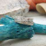 1.00 Carat (ctw) 14k White Gold Princess & Round 3 Stone Diamond Ladies Bridal Ring Set Engagement Set
