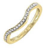 0.15 Carat (ctw) 10K Yellow Gold Round Cut White Diamond Ladies Anniversary Wedding Stackable Band Contour Guard Ring