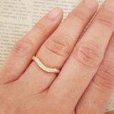 0.15 Carat (ctw) 10K Yellow Gold Round Cut White Diamond Ladies Anniversary Wedding Stackable Band Contour Guard Ring