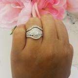1.00 Carat (ctw) 14k White Gold Round Diamond Ladies Vintage Bridal Engagement Ring Set