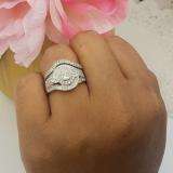 1.00 Carat (ctw) 14k White Gold Round Diamond Ladies Vintage Bridal Engagement Ring Set