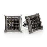 0.75 Carat (ctw) 14K White Gold Black Rhodium Plated Round Diamond Micro Pave Kite Shape Hip Hop Iced Stud Earrings 3/4 CT