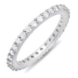 1.00 Carat (ctw) 14k White Gold Round Diamond Ladies Eternity Anniversary Stackable Ring Wedding Band