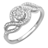 0.33 Carat (ctw) 10k White Gold Round Diamond Ladies Bridal Engagement Ring 1/3 CT