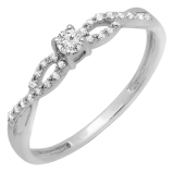 0.20 Carat (ctw) Round White Diamond Split Shank Bridal Engagement Ring 10K White Gold