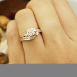 0.50 Carat (ctw) 14k Rose Gold Round Diamond Ladies Swirl Bridal Engagement Ring Matching Band Set 1/2 CT