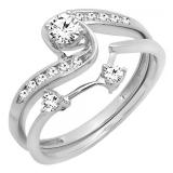 0.25 Carat (ctw) 14K White Gold Round Diamond Ladies Swirl Bridal Semi Mount Engagement Ring Matching Band Set 1/4 CT (No Center Stone)