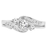 0.25 Carat (ctw) 14K White Gold Round Diamond Ladies Swirl Bridal Semi Mount Engagement Ring Matching Band Set 1/4 CT (No Center Stone)