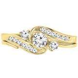 0.50 Carat (ctw) 14k Yellow Gold Round Diamond Ladies Swirl Bridal Engagement Ring Matching Band Set 1/2 CT