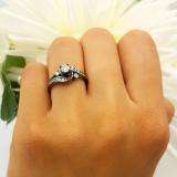 0.50 Carat (ctw) Black Rhodium Plated 10k White Gold Round Diamond Ladies Swirl Bridal Engagement Ring Matching Band Set 1/2 CT