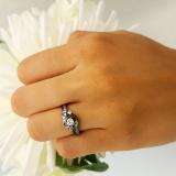 0.50 Carat (ctw) Black Rhodium Plated 10k White Gold Round Diamond Ladies Swirl Bridal Engagement Ring Matching Band Set 1/2 CT