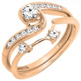 0.50 Carat (ctw) 10k Rose Gold Round Diamond Ladies Swirl Bridal Engagement Ring Matching Band Set 1/2 CT