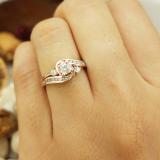0.50 Carat (ctw) 10k Rose Gold Round Diamond Ladies Swirl Bridal Engagement Ring Matching Band Set 1/2 CT