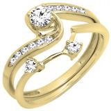 0.50 Carat (ctw) 10k Yellow Gold Round Diamond Ladies Swirl Bridal Engagement Ring Matching Band Set 1/2 CT