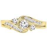 0.50 Carat (ctw) 10k Yellow Gold Round Diamond Ladies Swirl Bridal Engagement Ring Matching Band Set 1/2 CT