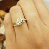 0.50 Carat (ctw) 10k Yellow Gold Round Diamond Ladies Swirl Bridal Engagement Ring Matching Band Set 1/2 CT