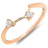 0.10 Carat (ctw) 14K Rose Gold Round Diamond Ladies Anniversary Wedding Ring Matching Guard Band 1/10 CT