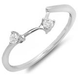 0.10 Carat (ctw) 18K White Gold Round Diamond Ladies Anniversary Wedding Ring Matching Guard Band 1/10 CT
