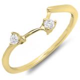 0.10 Carat (ctw) 10K Yellow Gold Round Diamond Ladies Anniversary Wedding Ring Matching Guard Band 1/10 CT
