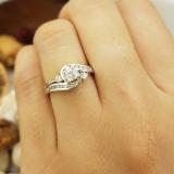 0.50 Carat (ctw) 10k White Gold Round Diamond Ladies Swirl Bridal Engagement Ring Matching Band Set 1/2 CT