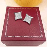 Round White Diamond Kite Shape Unisex Stud Earrings (0.35 ctw, Color I-J, Clarity I2-I3) in 925 Sterling Silver