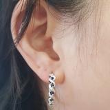 0.86 Carat (ctw) Sterling Silver Round White Diamond & Blue Sapphire Hoop Earrings