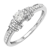 0.45 Carat (ctw) 10k White Gold Round Diamond Ladies Unique Engagement Bridal Ring 1/2 CT
