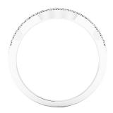 0.10 Carat (ctw) 10K White Gold Round Diamond Ladies Stackable Wedding Contour Band 1/10 CT