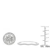 0.10 Carat (ctw) 10K White Gold Round Diamond Ladies Stackable Wedding Contour Band 1/10 CT