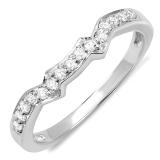 0.20 Carat (ctw) 14K White Gold Round Diamond Ladies Anniversary Wedding Matching Band Guard Ring 1/5 CT