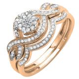 0.40 Carat (ctw) Round White Diamond Ladies Split Shank Engagement Ring Set 14K Rose Gold