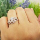0.40 Carat (ctw) Round White Diamond Ladies Split Shank Engagement Ring Set 14K Rose Gold