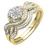 0.40 Carat (ctw) Round White Diamond Ladies Split Shank Engagement Ring Set 14K Yellow Gold