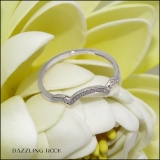 0.10 Carat (ctw) 10K White Gold Round Cut Diamond Ladies Stackable Anniversary Wedding Contour Band Guard Ring 1/10 CT