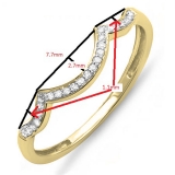 0.10 Carat (ctw) 10K Yellow Gold Round Cut Diamond Ladies Stackable Anniversary Wedding Contour Band Guard Ring 1/10 CT