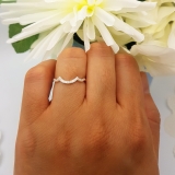 0.10 Carat (ctw) 18K White Gold Round Cut Diamond Ladies Stackable Anniversary Wedding Contour Band Guard Ring 1/10 CT