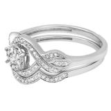 0.40 Carat (ctw) Round White Diamond Ladies Split Shank Engagement Ring Set 14K White Gold