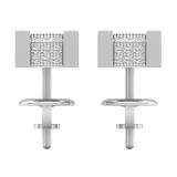 0.33 Carat (ctw) Sterling Silver Real Diamond Dice Shaped Hip Hop Mens Cube Earrings 1/3 CT