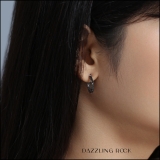 0.38 Carat (ctw) Round Black Diamond Fine In and Out Hoop Earrings 3/8 CT Sterling Silver